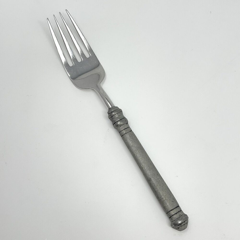 Pottery Barn 70% PEWTER Banded Handle & 18/8 Stainless Salad Fork 7 3/8”